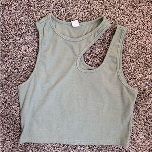 Mint green crop tank top with cut outs